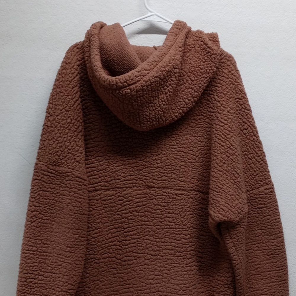 PINK Victoria's Secret Brown Teddy Half Zip Pullover Hoodie - Picture 5 of 8